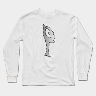 Figure Skater Silhouette in Silver Design Long Sleeve T-Shirt